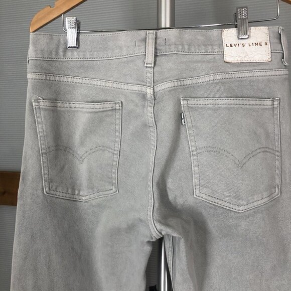 LEVI'S LINE 8 White Tab Light Grey Slim Straight Denim Jeans Sz 33 /32‎ - Picture 5 of 12